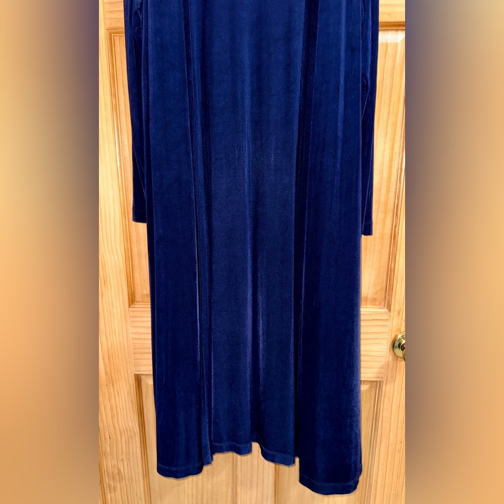 Chico's Traveler Women’s Deep Blue Lightweight Maxi Cardigan w/Side Slits-OS-EUC - Picture 6 of 10